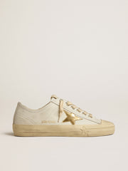 Golden Goose V-Star in white leather with gold metallic leather star