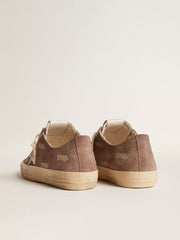 Golden Goose Women's V-Star in dove-gray suede with light gray leather star