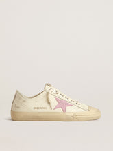 Golden Goose V-Star in beige nappa leather with old-rose suede star