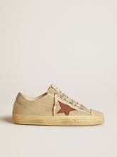 Golden Goose V-Star in quartz-colored nylon with brick-red nubuck star