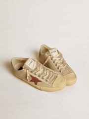 Golden Goose V-Star in quartz-colored nylon with brick-red nubuck star