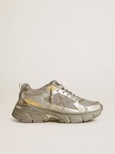 Golden Goose Women’s Lightstar in metallic leather and silver mesh with gray star