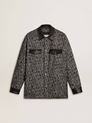 Golden Goose Gray herringbone jacket with black leather details