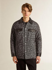 Golden Goose Gray herringbone jacket with black leather details