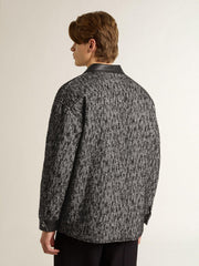 Golden Goose Gray herringbone jacket with black leather details