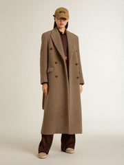 Golden Goose Women's double-breasted coat in a beige wool blend