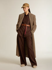 Golden Goose Women's double-breasted coat in a beige wool blend