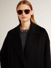 Golden Goose Women's single-breasted black cocoon coat
