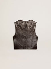Golden Goose Women's black leather waistcoat with gradient-effect studs