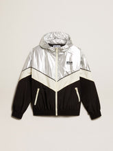 Golden Goose Women's windcheater in silver and black technical fabric