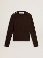 Golden Goose Women's crew-neck sweater in wool blend with gold buttons