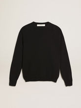 Golden Goose Women’s round-neck sweater in dark blue cotton with logo on the back