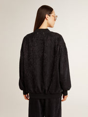 Golden Goose Women's black cardigan with tone-on-tone toile de jouy bead embroidery