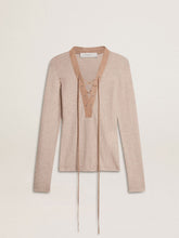 Golden Goose Beige wool sweater with leather details
