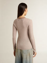 Golden Goose Beige wool sweater with leather details