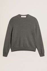 Golden Goose Women's round-neck sweater in dark gray cotton with logo on the back