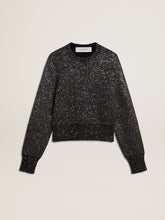 Golden Goose Women's black wool blend cropped sweater with all-over sequins