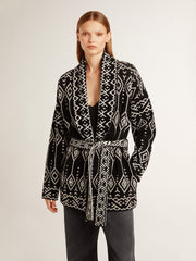 Golden Goose Women’s black cardigan with belt and crystals