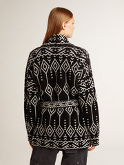 Golden Goose Women’s black cardigan with belt and crystals