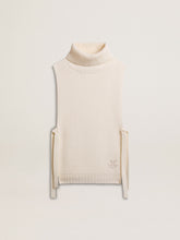 Golden Goose Unisex white high-neck sleeveless sweater in ribbed wool