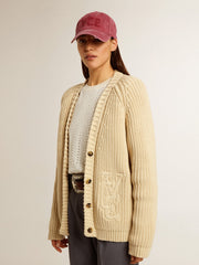 Golden Goose Women's cotton cardigan with embroidery on the front
