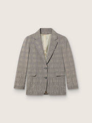 Golden Goose Women's jacket in gray Prince of Wales check with crystal embroidery