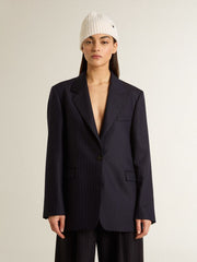Golden Goose Women's midnight blue wool single-breasted blazer