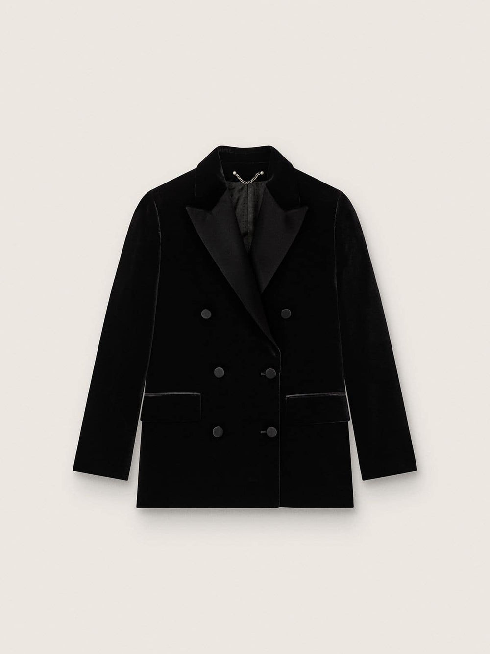 Golden Goose Women's double-breasted jacket in black velvet with black satin lapels