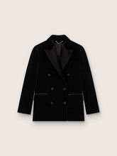 Golden Goose Women's double-breasted jacket in black velvet with black satin lapels