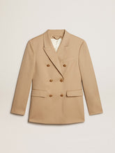 Golden Goose Women’s double-breasted blazer in sand with gold heraldic buttons