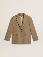 Golden Goose Women's single-breasted blazer in sand-colored herringbone