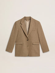 Golden Goose Women's single-breasted blazer in sand-colored herringbone
