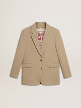 Golden Goose Women's beige pinstripe single-breasted jacket with an oversized fit