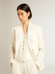 Golden Goose Women’s aged white double-breasted blazer