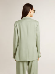 Golden Goose Women's blazer jacket in sage-green wool