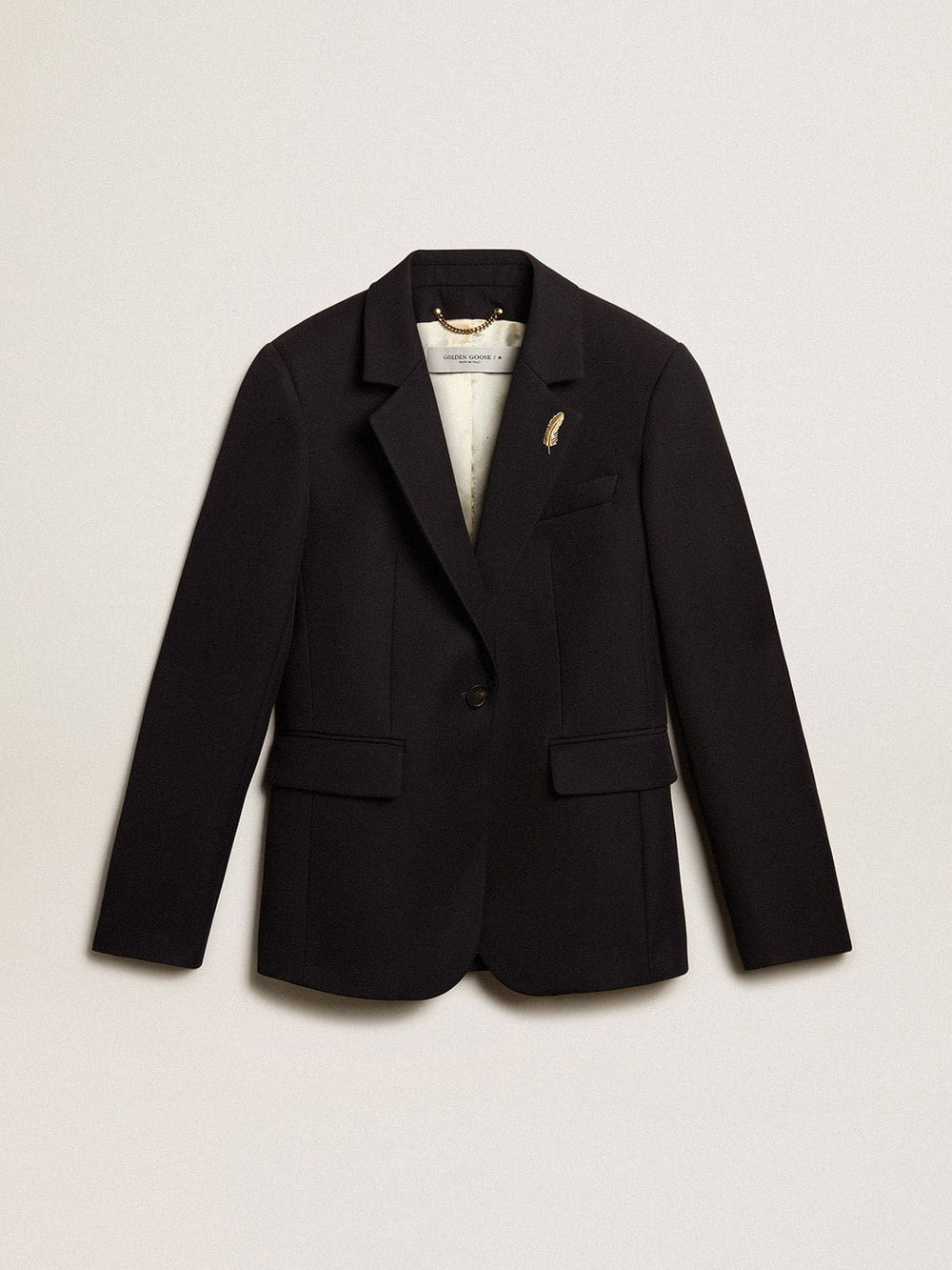 Golden Goose Women’s single-breasted blazer in dark blue wool gabardine