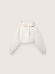 Golden Goose Star women’s cropped hooded sweatshirt in gray melange cotton