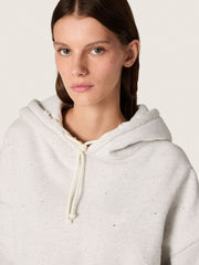Golden Goose Star women’s cropped hooded sweatshirt in gray melange cotton