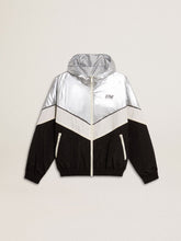 Golden Goose Silver, white and black zippered windproof jacket