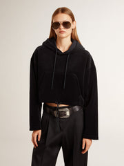 Golden Goose Women’s black chenille sweatshirt with embroidery on the back