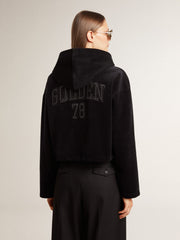 Golden Goose Women’s black chenille sweatshirt with embroidery on the back
