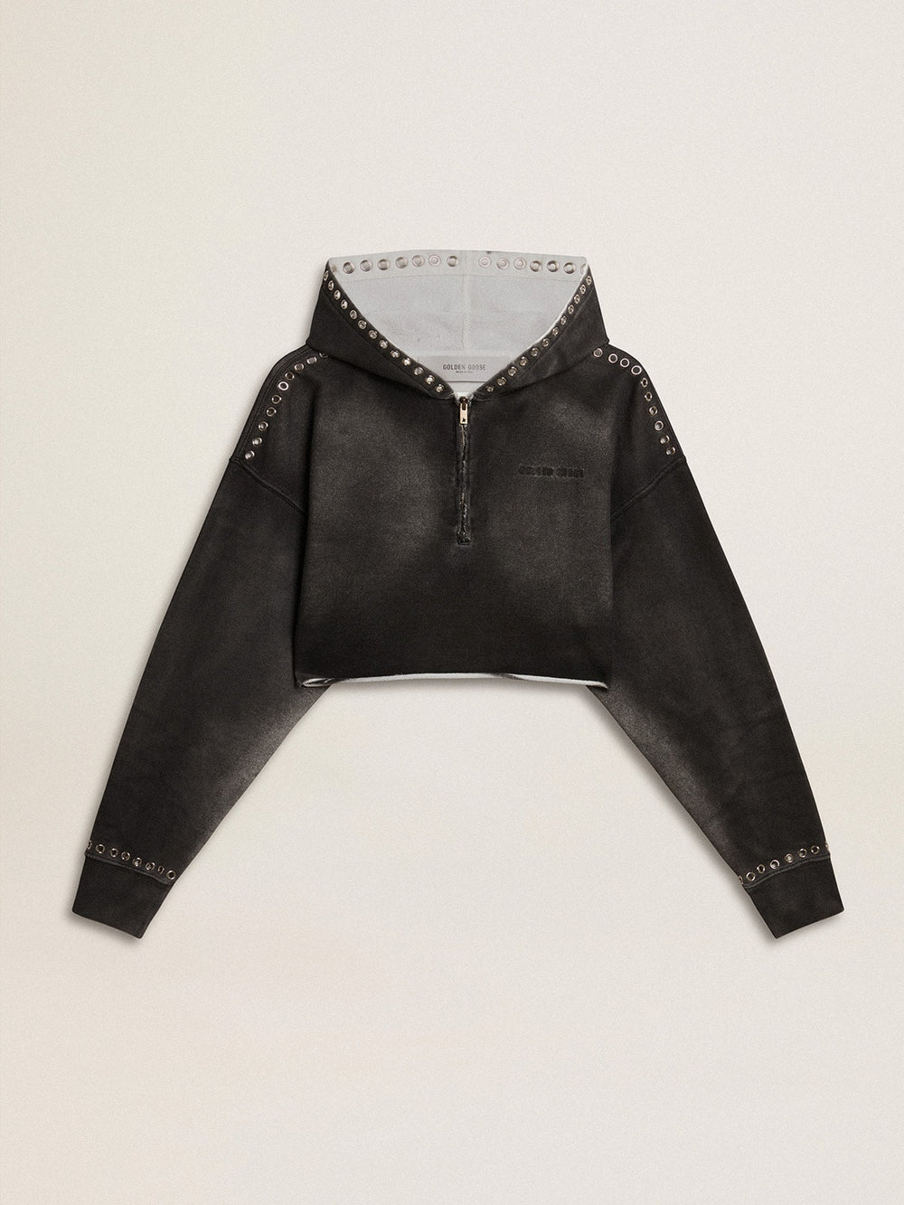 Golden Goose Gray cropped sweatshirt with a lived-in effect