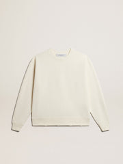 Golden Goose Sweatshirt in aged white with reverse logo on the back - Jersey Capsule