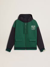 Golden Goose Men's green and blue reversible hooded sweatshirt