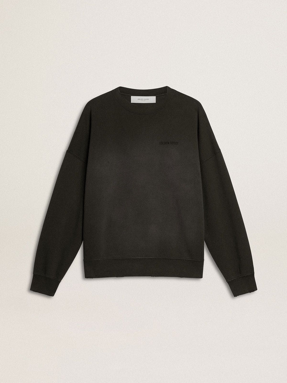 Golden Goose Unisex sweatshirt in worn black cotton with logo embroidery