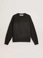 Golden Goose Unisex sweatshirt in worn black cotton with logo embroidery