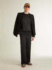 Golden Goose Unisex sweatshirt in worn black cotton with logo embroidery