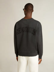 Golden Goose Sweatshirt in washed black with reverse logo on the back - Jersey Capsule