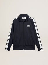 Golden Goose Dark blue zipped sweatshirt with white strip and contrasting stars