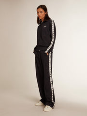 Golden Goose Dark blue zipped sweatshirt with white strip and contrasting stars